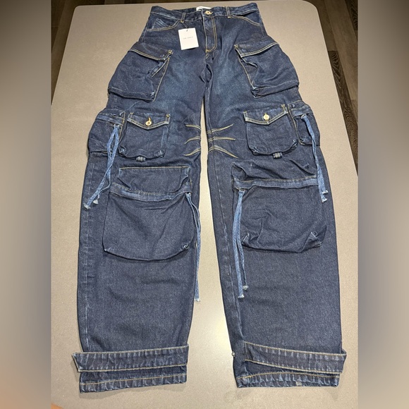 The Attico Fern Dark Blue Denim Long Pants Size 27 - Picture 3 of 13